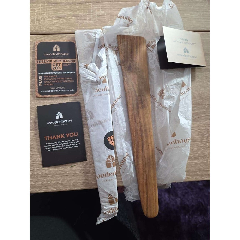 Wood Spatula Set Handmade Wooden Flipper Non-Stick Cookware Safe 2-Piece Set